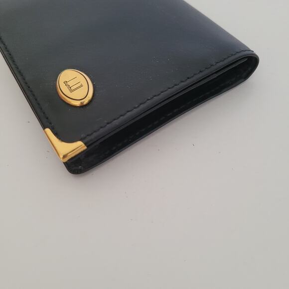 Dunhill Designer Card Wallet Black Bifold Leather Folding Small Logo Vintage - Picture 9 of 11